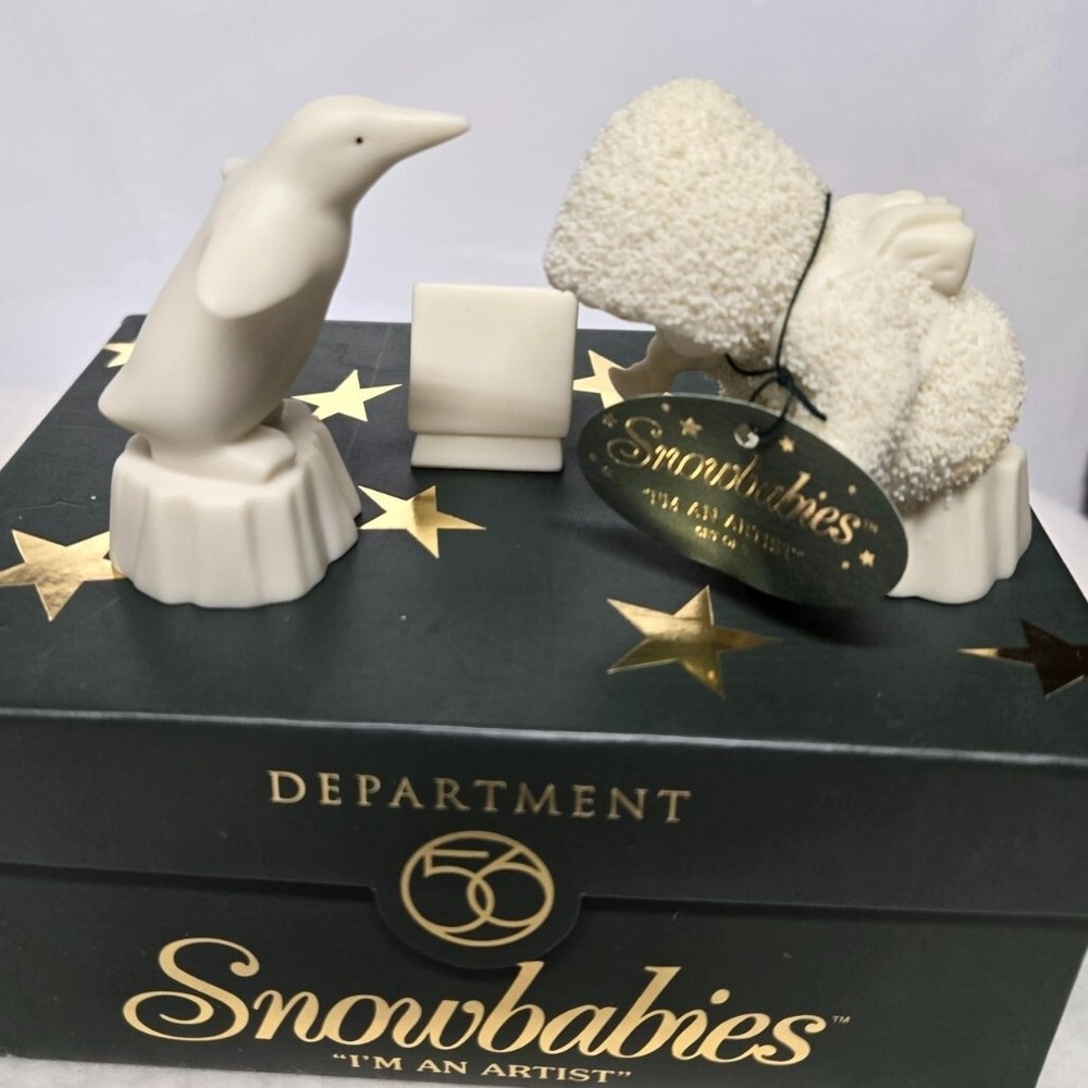 Department 56 Snowbabies I'm An Artist Figurine Penguin Easel 2000